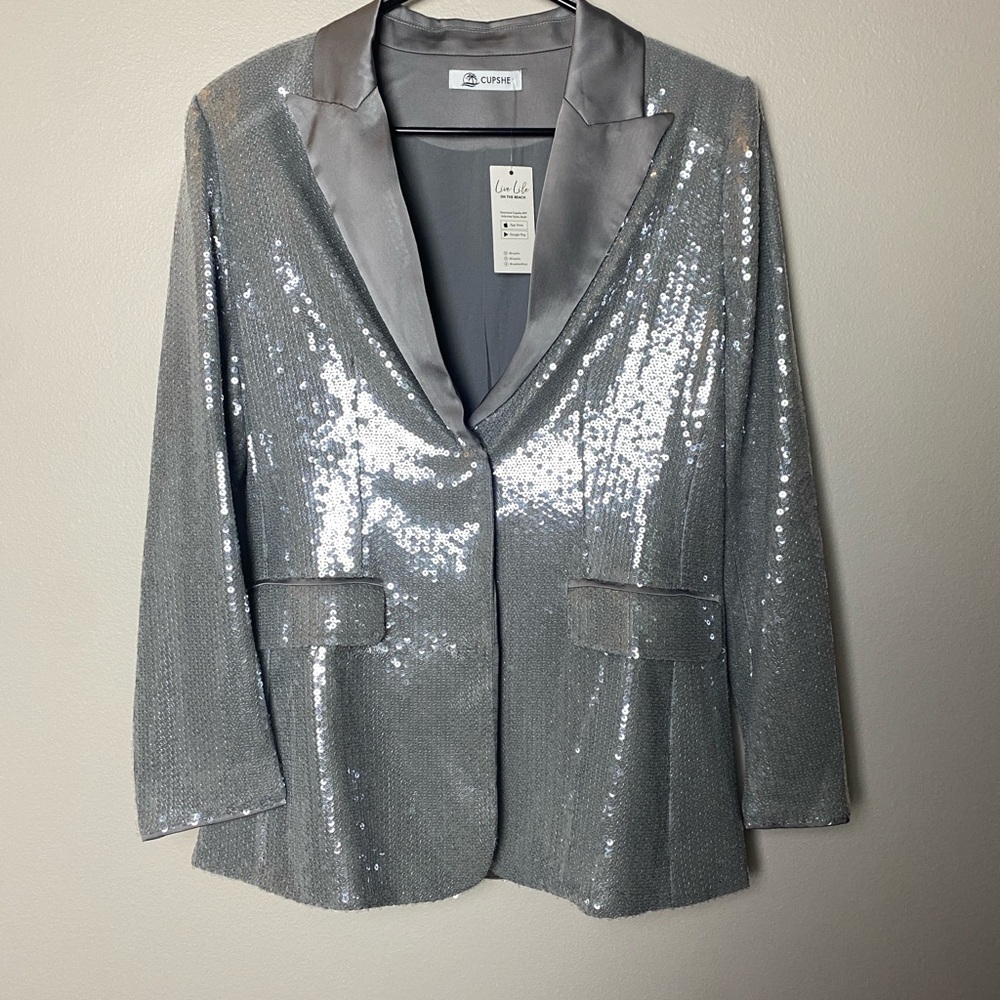 Cupshe Silver Sequin Blazer